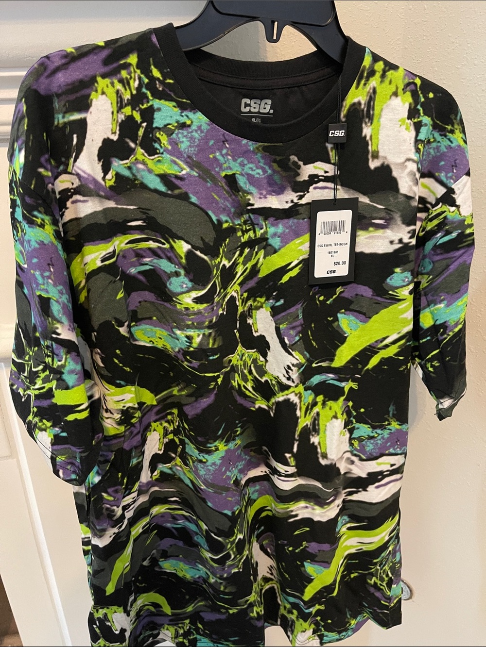 Men's CSG Swirl Tee Short Sleeve Green & Black